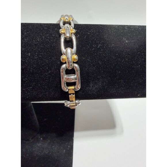 Ladies Fossil F2 Silver Gold Tone Link Band Bracelet Analog Watch Working - Picture 3 of 5